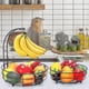 thumbnail image 4 of 2 Tier Fruit Basket With Banana Holder, Standing Daily Kitchen Modern Fruit Bowl, Practical Fruit Baskets Vegetable Basket Made Of Metal, Black Banmo, 4 of 5