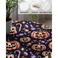 thumbnail image 5 of Round Fitted Tablecloths with Elastic Edge Halloween Ghost Face Pumpkin Oil-Proof Waterproof Wipeable Table Cover for Kitchen Dining Party Decor Watercolor Candy on Black Table Clothes,55" - 60", 5 of 7