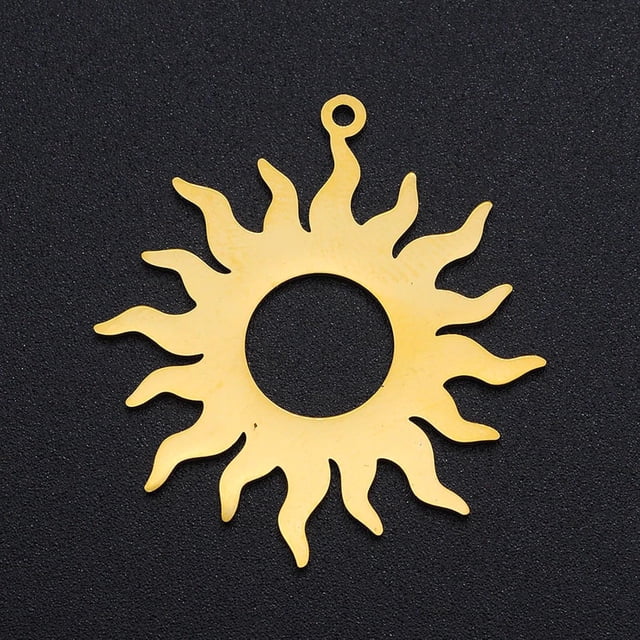 5 colgantes de acero inoxidable 201 con diseño de eclipse solar, colgantes de sol, adornos, dijes de metal dorado