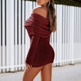 thumbnail image 5 of RUTAYY Women's Mini Dress Casual Off Shoulder Solid Color Lapel Hollow Out Long Sleeve Dresses Party Daily Wear Leisure Elegant Tops, 5 of 6