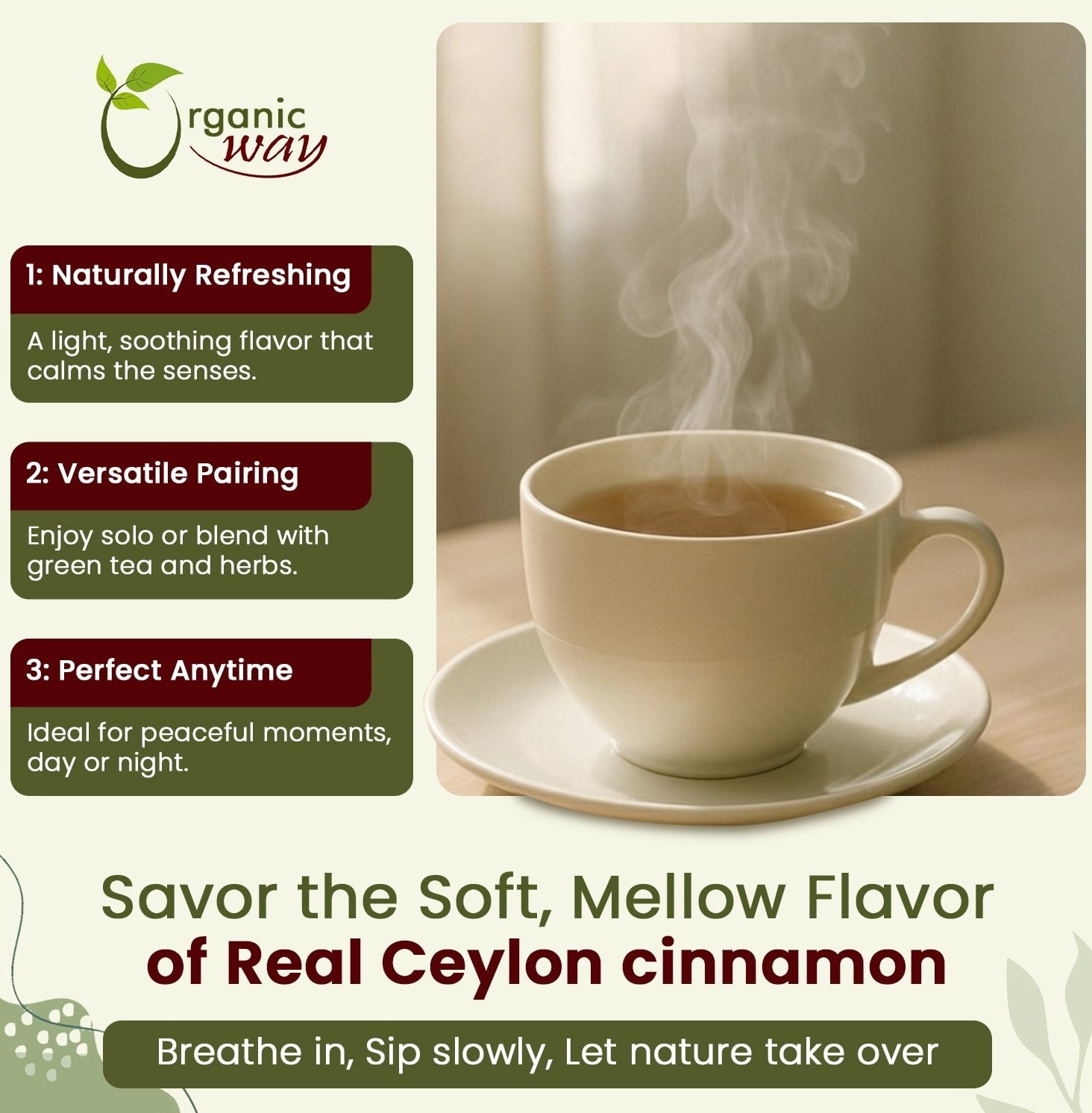 Organic Way True Ceylon Cinnamon Cut & Sifted (Cinnamomum verum) Non GMO & Gluten Free Sri Lanka (16 OZ)