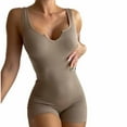 thumbnail image 2 of Women's One Piece Sleeveless Knit Ribbed V Neck Tank Top Rompers Short Bodysuit Jumpsuit Catsuit for Women, 2 of 7