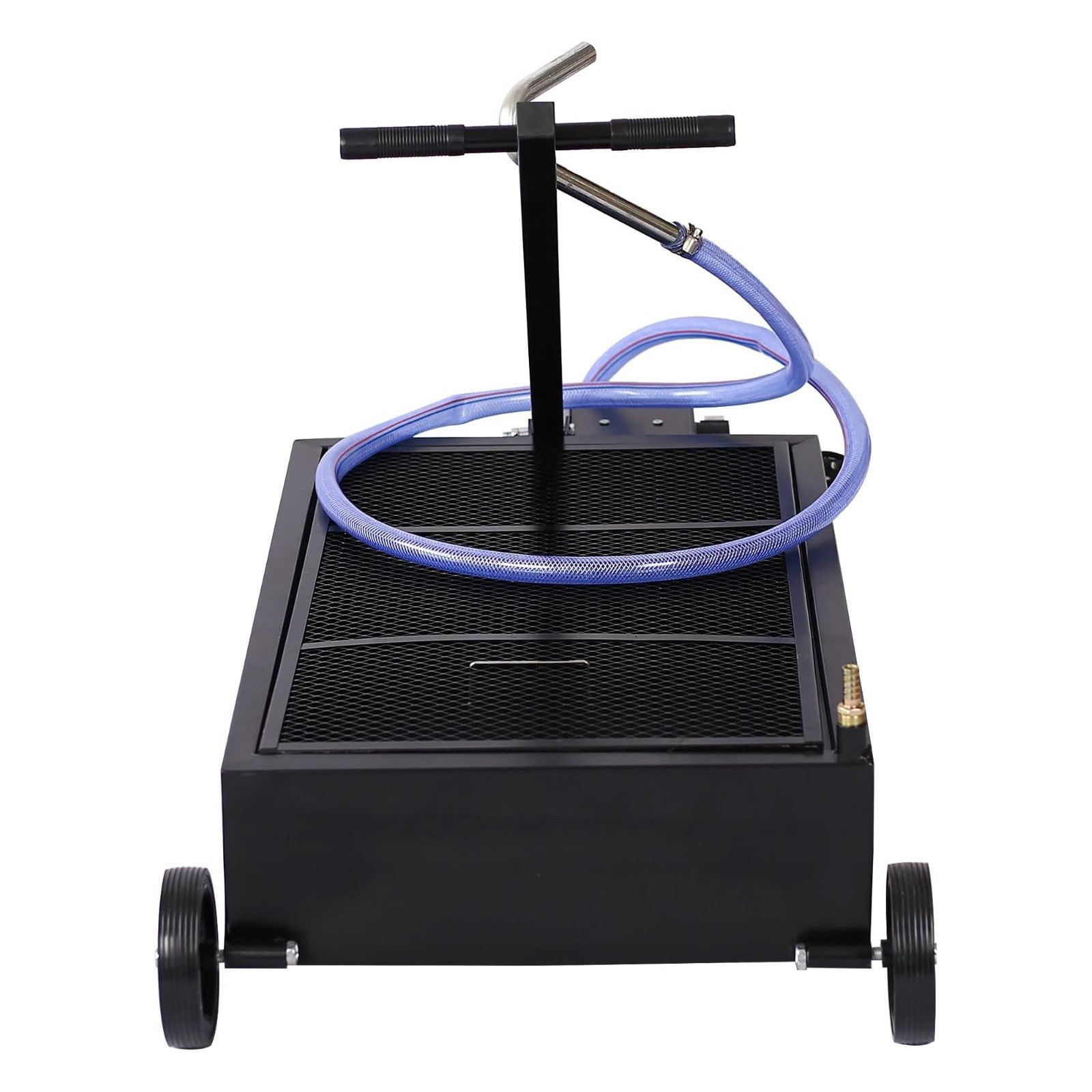 Low Profile Oil Drain Pan, Oil Drain Pan - Folding Handle, Heavy-Duty Mobile Oil Drain Tank with Locking Wheels & Filter Screen (High-Flow Pump, Black, 20 Gallon)