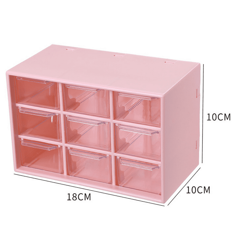 AtMini Art Caddy Organizer with Handle Stackable Multipurpose Plastic Caddy  for Office, Makeup, Dormitory, Classroom, Cabinet Caddy etc - Square Pink