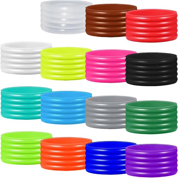 15 Colors Available Good Elasticity 8-45 Pcs Tennis Racket/Pickleball Paddles/Squash Silicone Ring Racket Grip Bands Rubber Ring,Grip Finishing Ring/Racquet Grips Overgrip