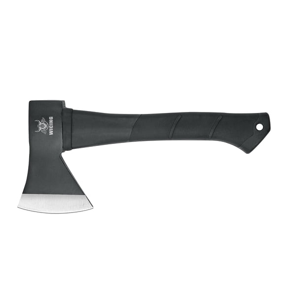 WICING Camping Axe,11.2" Outdoor Chopping Hatchet for Wood Splitting and Kindling,with Shock Absorbing and Anti Slip Fiberglass Handle