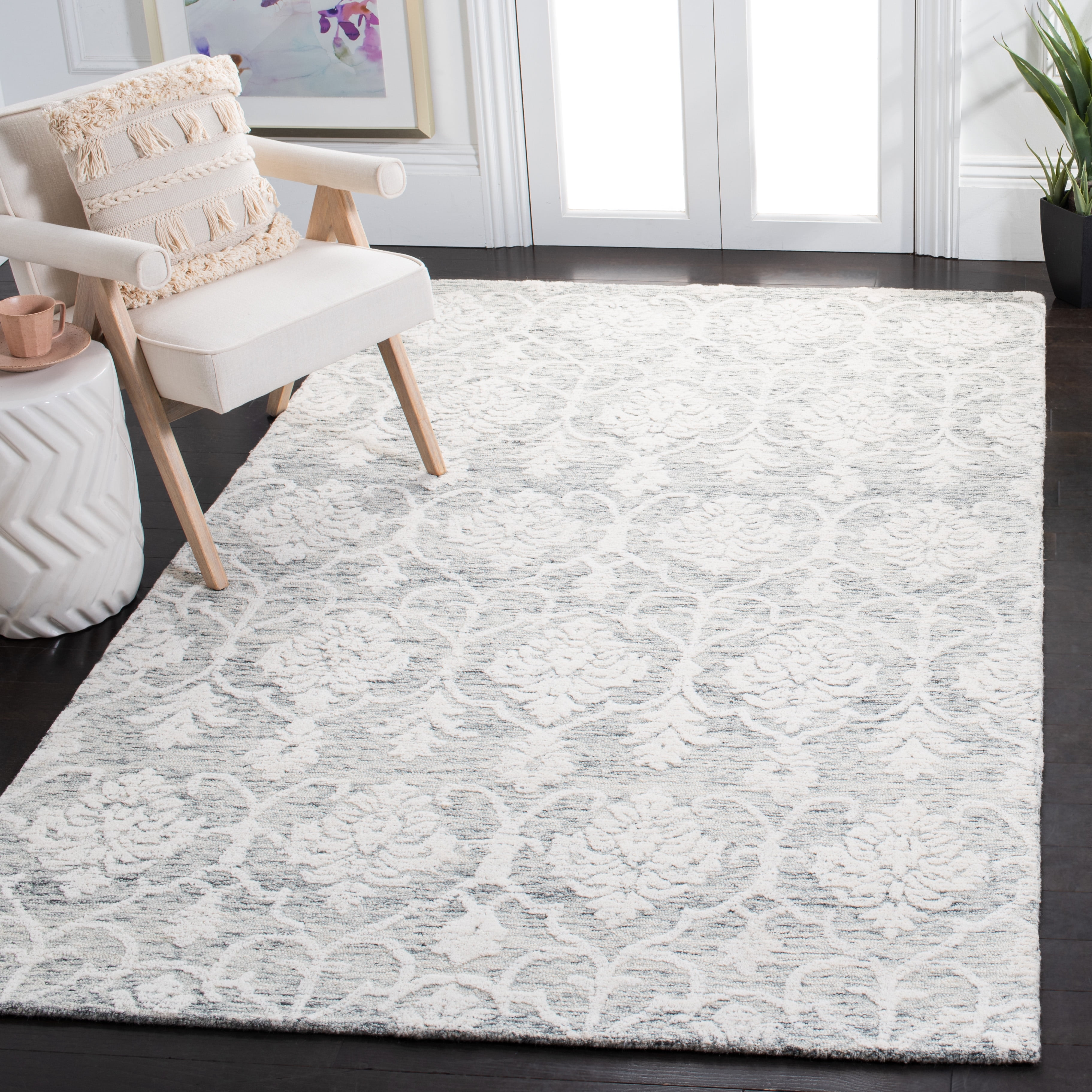 SAFAVIEH Metro Sutton Medallion Area Rug, Dark Grey/Ivory, 4' x 6'
