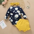 thumbnail image 4 of Fesfesfes Newborn Infant Baby Bodysuit Girls Ruffles Romper Tops Floral Shorts Outfits Headband Set, 4 of 9