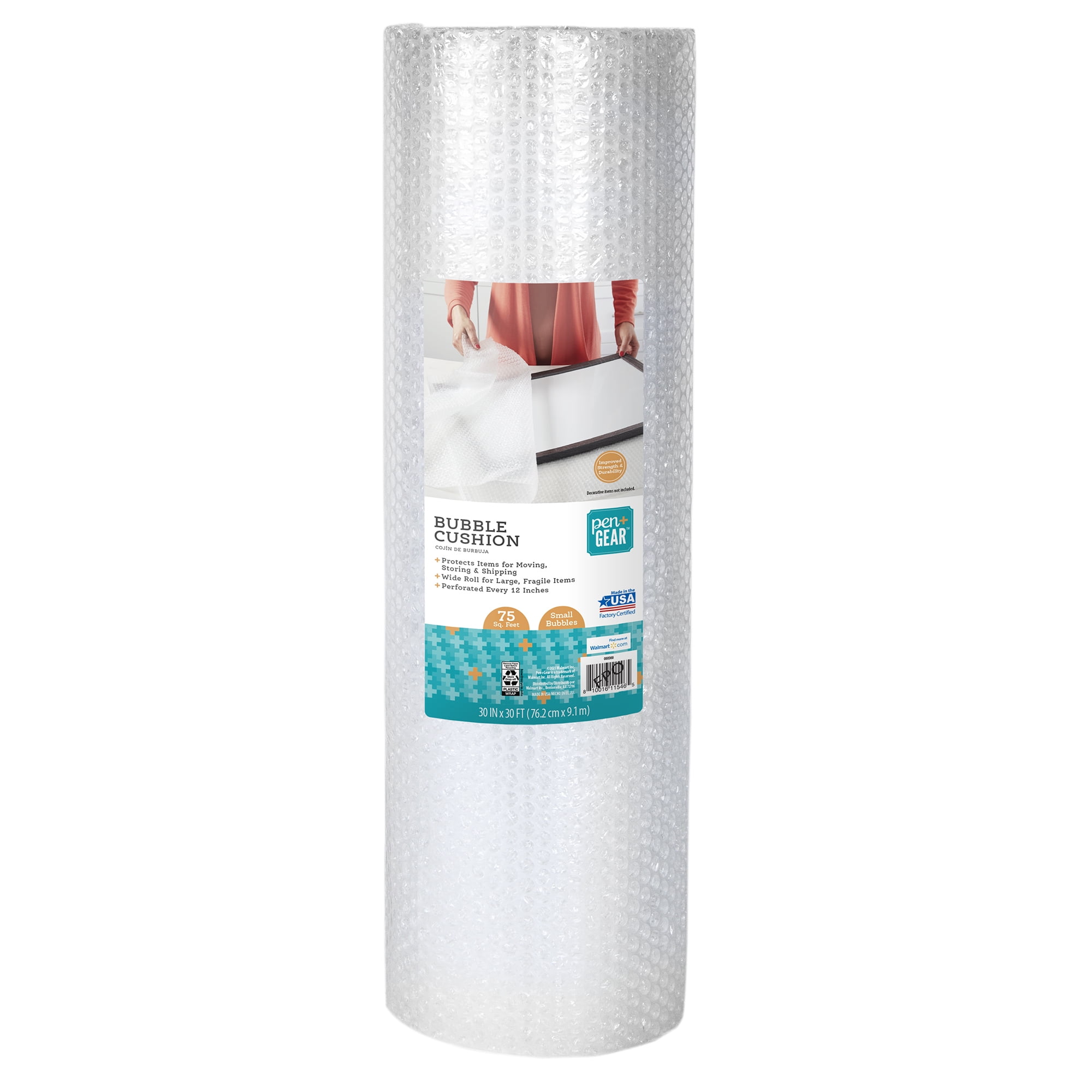 (2 pack) Pen+Gear Bubble Cushion Roll, 30 in x 30 ft, 3/16 in, Wide Roll
