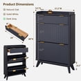 thumbnail image 2 of OKD Shoe Cabinet Storage with 2 Flip Drawers & Top Drawer, Freestanding Narrow Wood Shoe Rack Organizer with Fluted Panel for Hallway, Closet - Dark Grey, 2 of 6