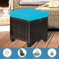 thumbnail image 6 of LDAILY Moccha 2 Pieces Patio Outdoor Ottoman, All Weather Rattan Patio Ottoman Set w/Removable Cushions, Footrest Seat Outdoor Footstool(Red), 6 of 14