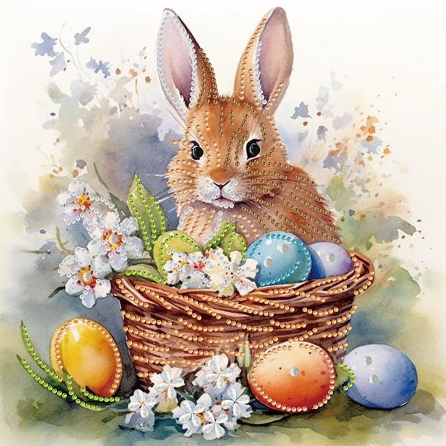 5D DIY Taladro Parcial Con Forma Especial Pascua Conejo 30x30cm
