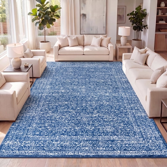 JONATHAN Y BOHEMIAN FLAIR 8 x 10 Area Rug, Ferro Filigree - Blue, BMF108B-8