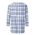 thumbnail image 5 of Women's Summer Clothes Spring Elegant Shirts Plaid Dressy Casual Tops for Lady Vintage Round Neck Blouse Fashion 2024 3/4 Sleeve Loose Fit Flowy Tunic Tops Blue T Shirts XXL, 5 of 5