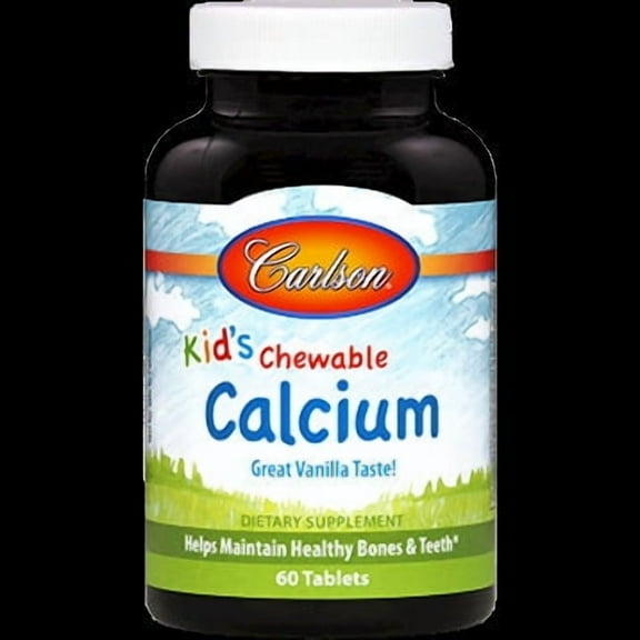 Carlson Labs - Chewable Calcium, For Kids, Vanilla, 60 Tablets