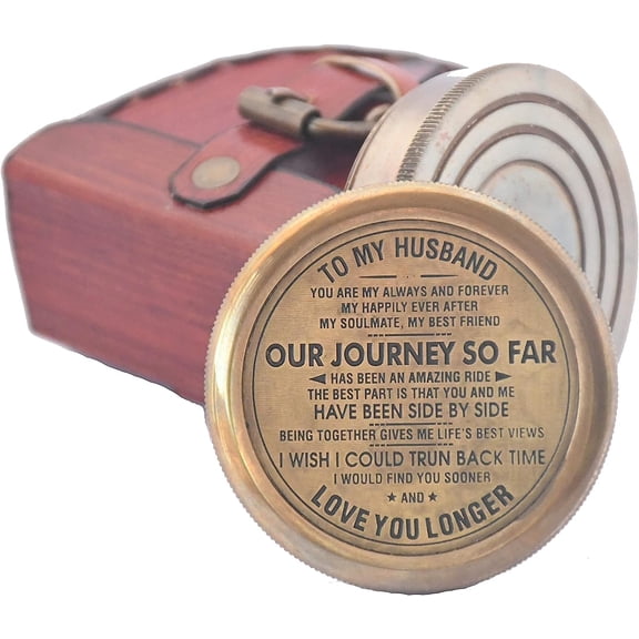 Engraved Compass, to My Husband I Love You, Brass Compass Engraved Gifts for Men, Bronze for Men, Romantic Gifts for Him/Her, Keepsake Gifts for Husband