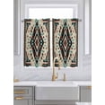 thumbnail image 2 of Kitchen Curtains 54 Inches length, Boho Red Teal Brown Window Treatment Curtain Drapes, Southwestern Retro Geometric Decorative Window Curtains for Bedroom Cafe, 52"x54", 2 Panels, 2 of 7