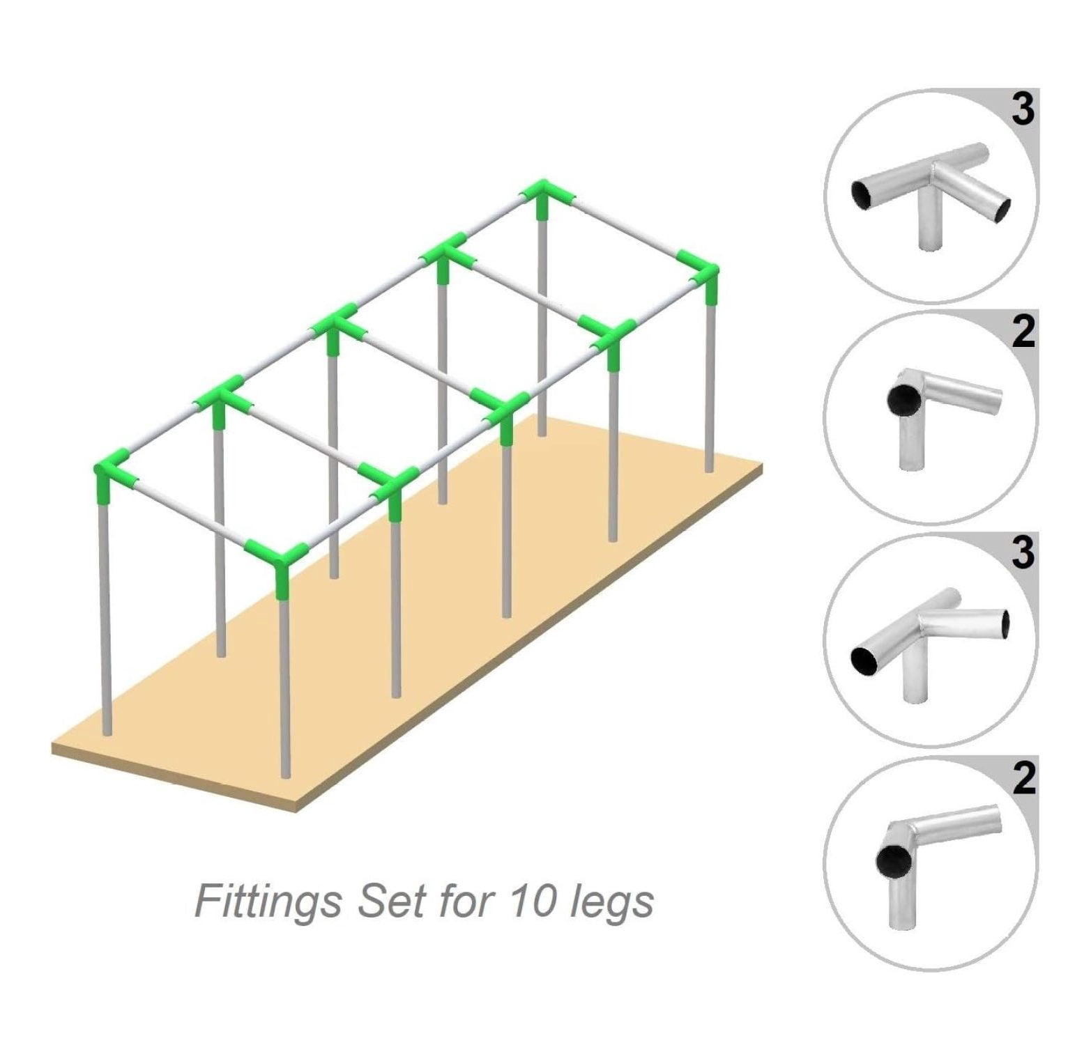 Carport Canopy Shed Frame Connectors Coupling Fittings Kit, 1-3/8 Inch, for 10 Legs