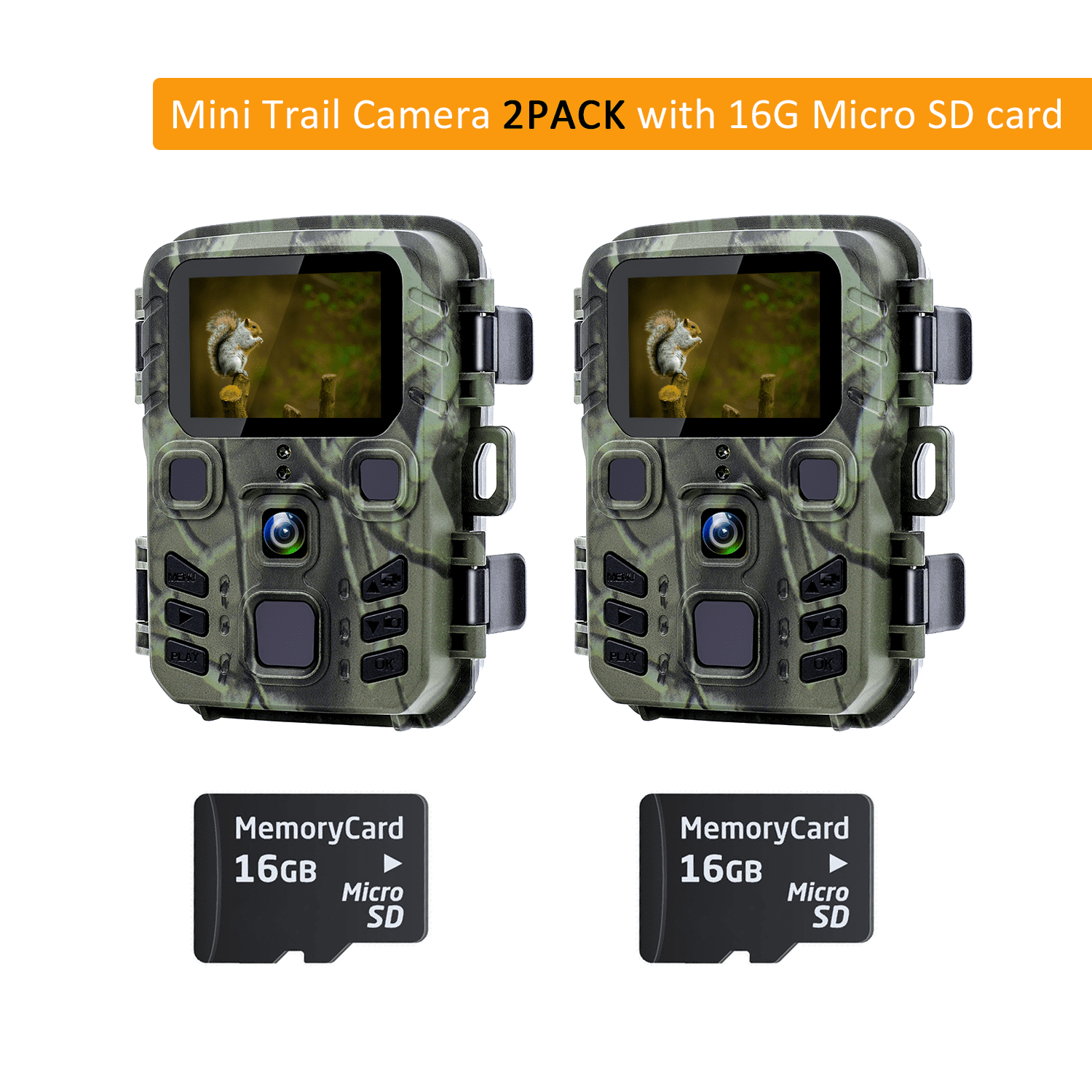 SuntekCam Mini Game Camera【2 Pack】, 20MP 1080P Trail Camera with Night
