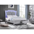 thumbnail image 2 of 3pc Modern LED Light King Upholstery Storage Bed 2x Nightstand Set Silver, 2 of 4