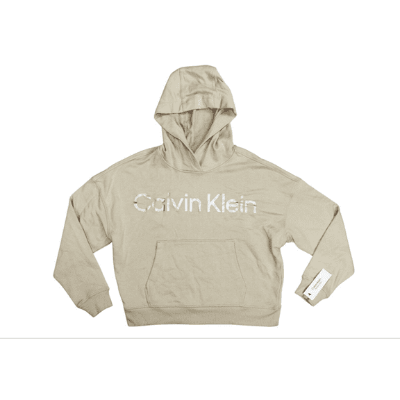 Calvin Klein Metallic Logo Cropped Hooded Women's Sweatshirt