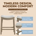 thumbnail image 3 of ROME + OAK Parker Backless Kitchen Counter Stool, Oak with Grey Upholstery, Set of 3, 3 of 13