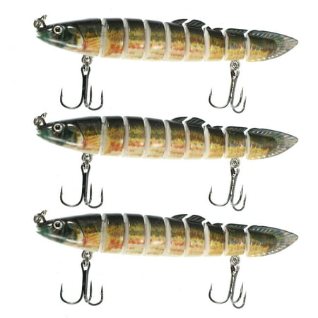 Unique Bargains 3 Pcs Fishing Lures Jerk Baits for Bass Fishing Lifelike  Freshwater Lures ABS Green Brown 0.02lb