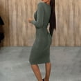 thumbnail image 6 of GigrtiJin Women's Fall Winter Midi Dress Long Sleeves Solid Color Crewneck Hip Hugging Slim Casual Elegant Dresses, 6 of 9