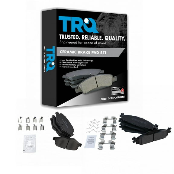 TRQ Front & Rear Premium Posi Semi-Metallic Disc Brake Pad Set for Ford Lincoln BFA20202