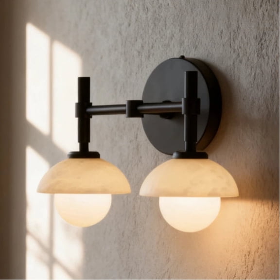 Hand-Carved Alabaster shade, Elegant Light Fixture for Hardwired Installation Brass Wall Sconce , Wall Lights for Living Room , Bedroom Wall Light Sconces