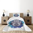 thumbnail image 4 of Ambesonne Evil Eye Quilted Bedspread Set 2 Pcs, Hamsa Brushstrokes, Twin Size, Pale Blue Dark Blue, 4 of 5