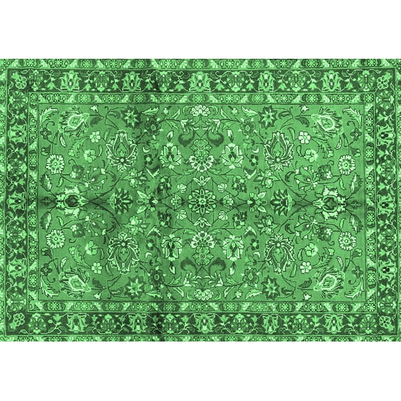 Ahgly Company Indoor Rectangle Abstract Emerald Green Contemporary Area Rugs, 8' x 12'