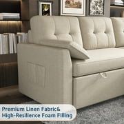 papajet 84 Sectional Sofa with Storage and 3 Seat ,Reversible Pull Out Couch for Living Room,Beige