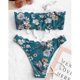 thumbnail image 4 of WILLBEST Traje de Baño Completo para Mujer, conjunto de Bikini Bandeau Festoneado con Cordones Florales para Mujer, Traje de Baño Push-Up, 4 of 6