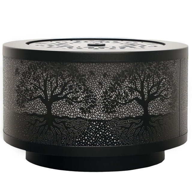 Outdoor Water Fountain with LED Lights, 15.7" Black Galvanized Steel Garden Waterfall Feature, Adjustable Flow Cascading Water Decor for Patio, Backyard, and Garden Landscapes