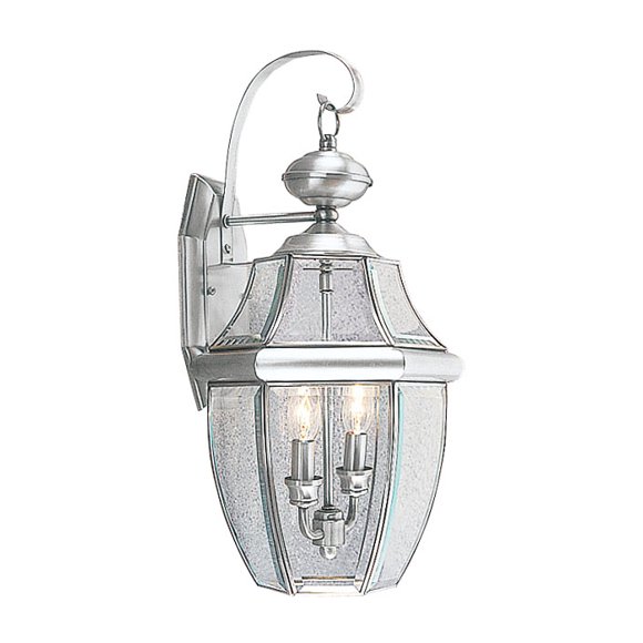 Livex Lighting 2251-91 Monterey 2 Light Outdoor Brushed Nickel Finish Solid Brass Wall Lantern with Clear Beveled Glass