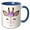 Blue/White, variant on 3drose, Cute Brown Giraffe Face with Purple Flowers Illustration, 15oz Mug
