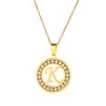 thumbnail image 2 of Kripyery Women Round Pendant Necklace Gold Color A-Z 26 Letter Inlaid Rhinestone Clavicle Chain Jewelry Gifts, 2 of 8