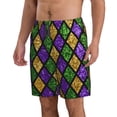 thumbnail image 2 of Vsdgher Mardi Gras Shiny Green Purple Men's Beach Shorts, Surfing shorts, Swim trunks, Quick Dry Swim Trunks for Surfing Beach Fun -X-Large, 2 of 6