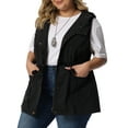 thumbnail image 4 of Agnes Orinda Plus Size Anorak Utility Vest for Women Drawstring Lightweight Sleeveless Cargo Hooded 3X Black, 4 of 6