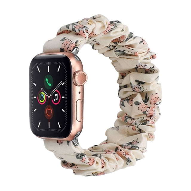 Compatible con Apple Watch Band 38 mm 40 mm 42 mm 44 mm Tejido floral suave Elástico Scrunchies iWatch Bands para Apple Watch Series 6, SE, 5, 4, 3, 2, 1 - Style10, L/38-Style10-L/38 oso de fresa Electrónica
