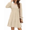 thumbnail image 2 of Vestido Estilo Babydoll Informal de Otoño con Cuello Cuadrado y Larga para Mujer. Albaricoque M, 2 of 7
