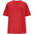 thumbnail image 2 of Women's Plus Size T Shirts Oversized Casual Tees Short Sleeves Loose Fit Breathable Solid Color Crew Neck Blouses Fashion Basic Tees, 2 of 4