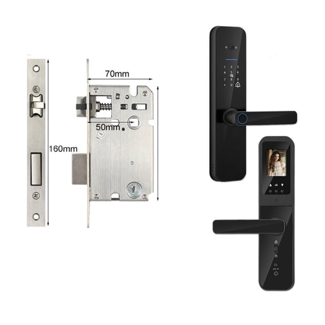 Door Lock, Tuya Digital Electronic Smart Door Lock With Biometric Camera Fingerprint Smart Card Password Key Unlock ,Easy to Install