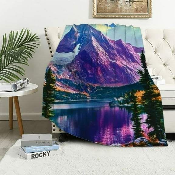 BCIIG Mountains Lake Trees Warm Lightweight Blanket Soft Fleece Throw Blanket for Living Rooms Sofa Decor Gifts All Seasons 40x50in