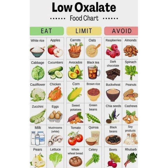 Low Oxalate Food List Poster Suitable For Home Kitchen Dining Room Sanatorium Rehabilitation Centre Office Decor poster