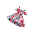 thumbnail image 1 of Xingqing 8 Colors Summer Princess Kids Girls Dress Flowers Printed Short Sleeve Off Shoulder Ruffles A-Line Chiffon Dress, 1 of 6
