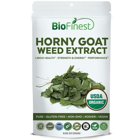 Biofinest Horny Goat Weed Extract Powder - USDA Certified Organic Pure Gluten-Free Non-GMO Kosher Vegan Friendly - Supplement for Healthy Bone, Energy, Performance