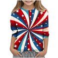 thumbnail image 2 of MKOSPLRT 4th of July 3/4 Sleeve Length Sleeve Kids Tops Crew Neck Red White and Blue Tshirts Funny Stars and Stripes Graphic Tees, 2 of 5