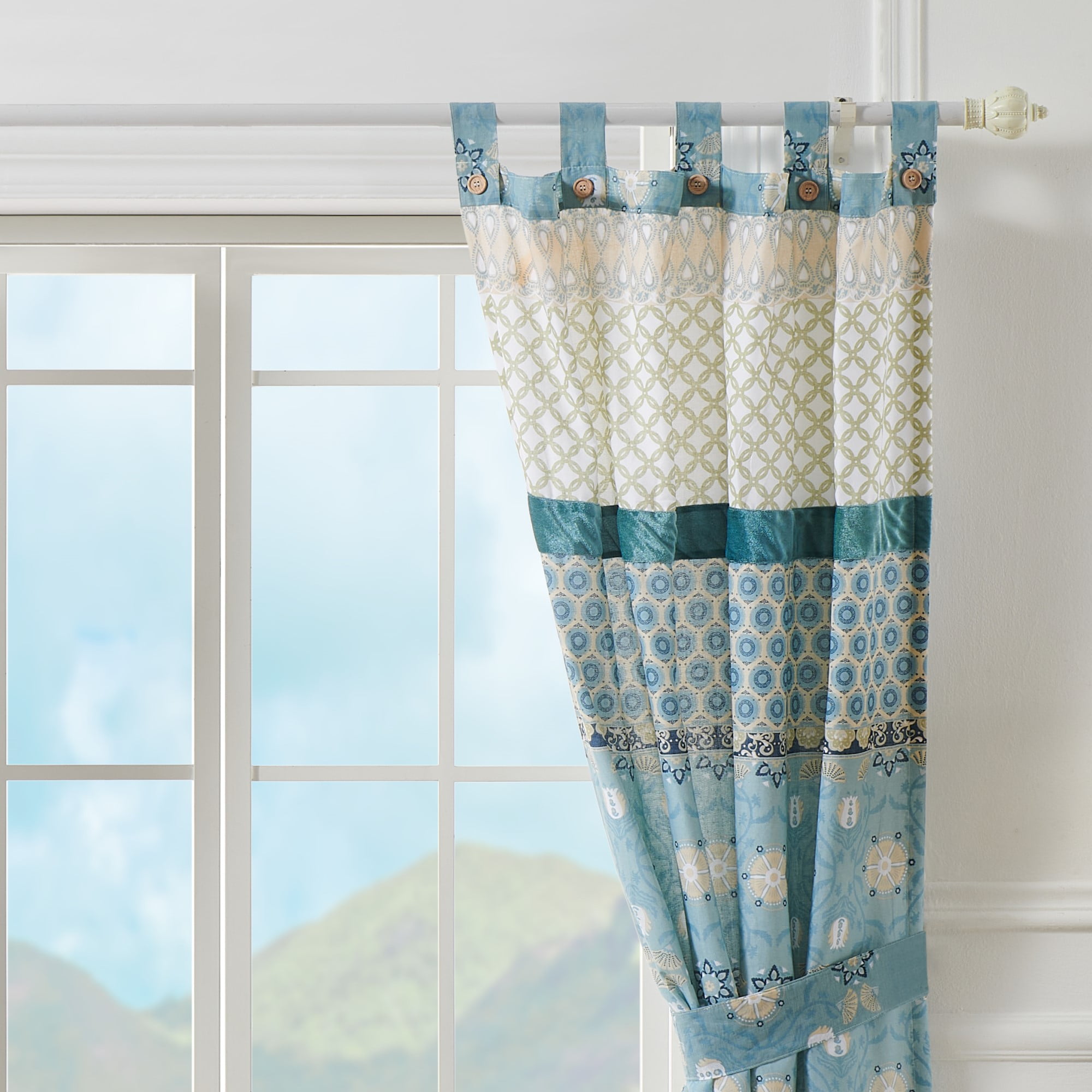 Global Trends Tori Curtain Tab Top Window Panels, Set of Two, 84" Long x 42" Wide, Blue